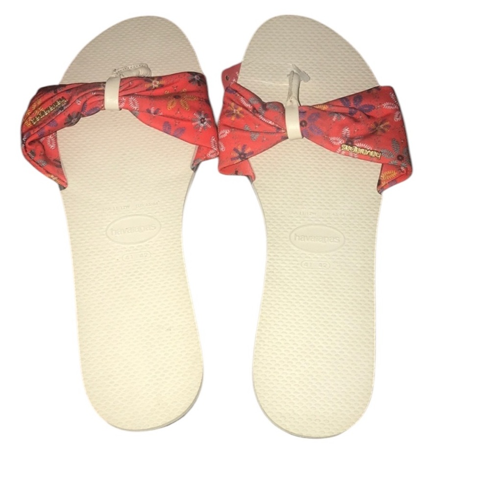 Havaianas Women's Flower Print Sandals Size 11/12W | NWT Flip Flops Beach Summer